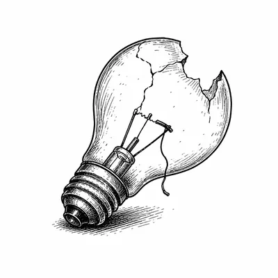 Dessin à l’encre : une ampoule grillée